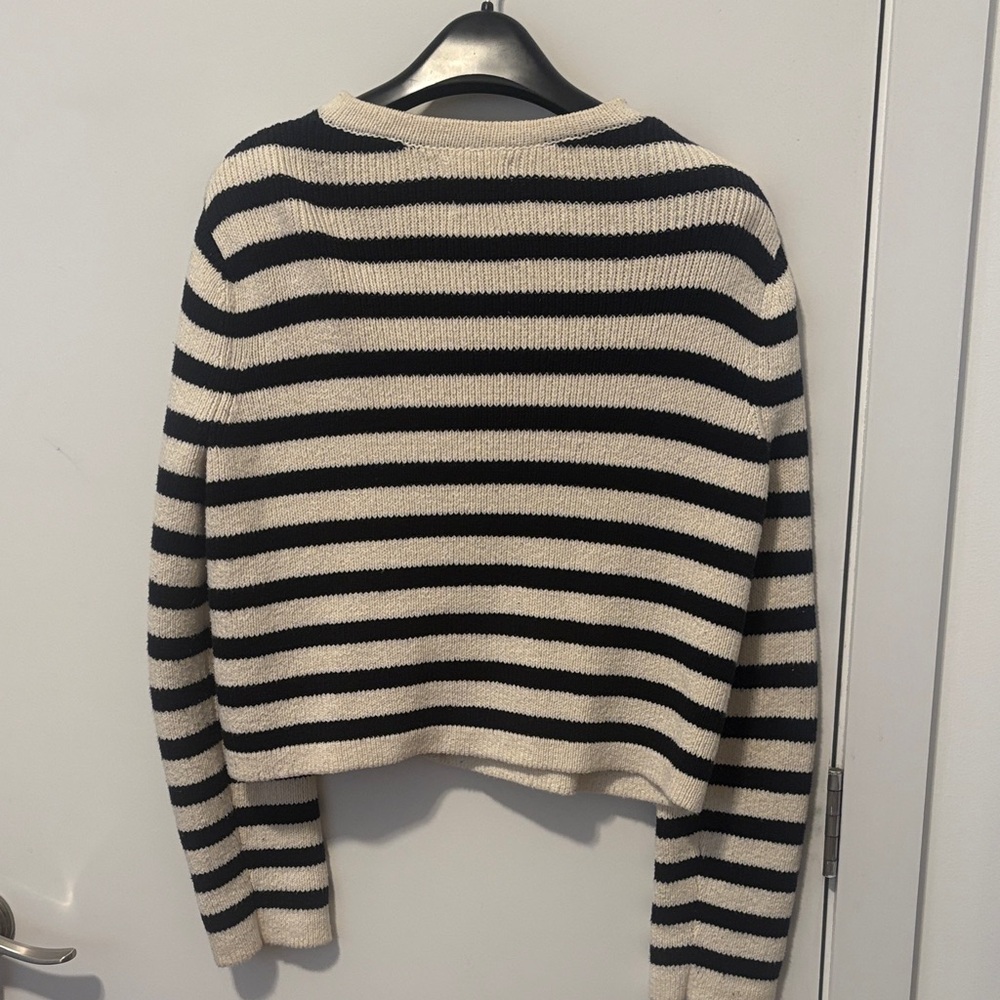 Massimo Dutti Striped Black and Cream Cardigan - Picture 4 of 4